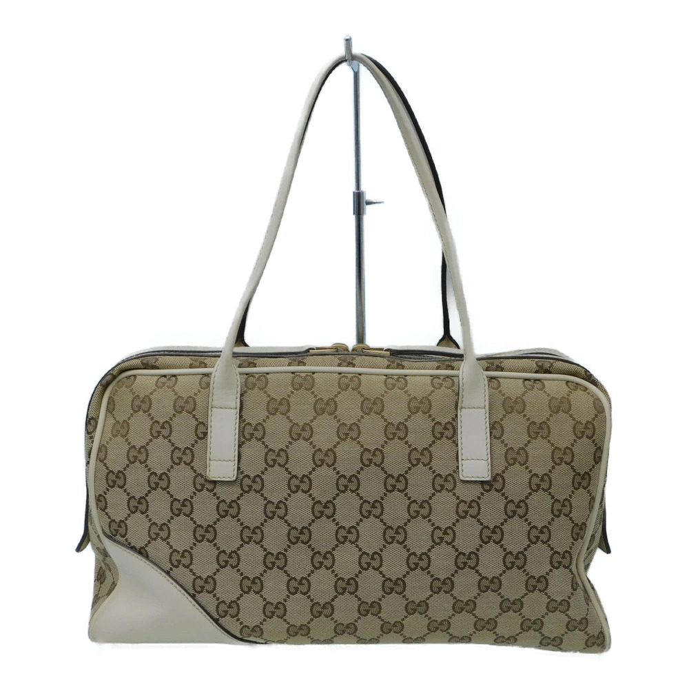 Gucci GG Shoulder Bag Boston Canvas Travel Beige